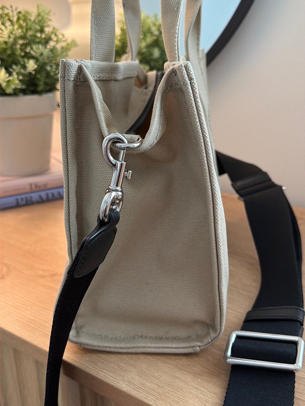 Marc Jacobs Beige Canvas Mini Tote with Black Strap - Picture 8 of 13